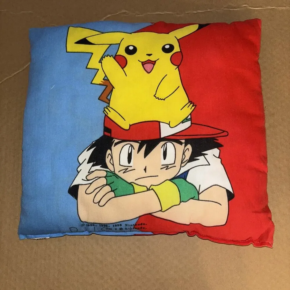 Vintage 1998 Pokemon Throw Pillow Multicolor Double Side 16’ x 15’ inch 90s RARE